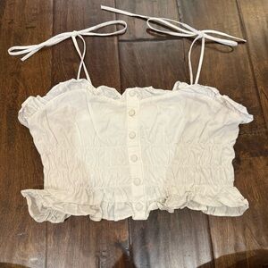 Verge Girl White Ruched Tie Strap Top size 8